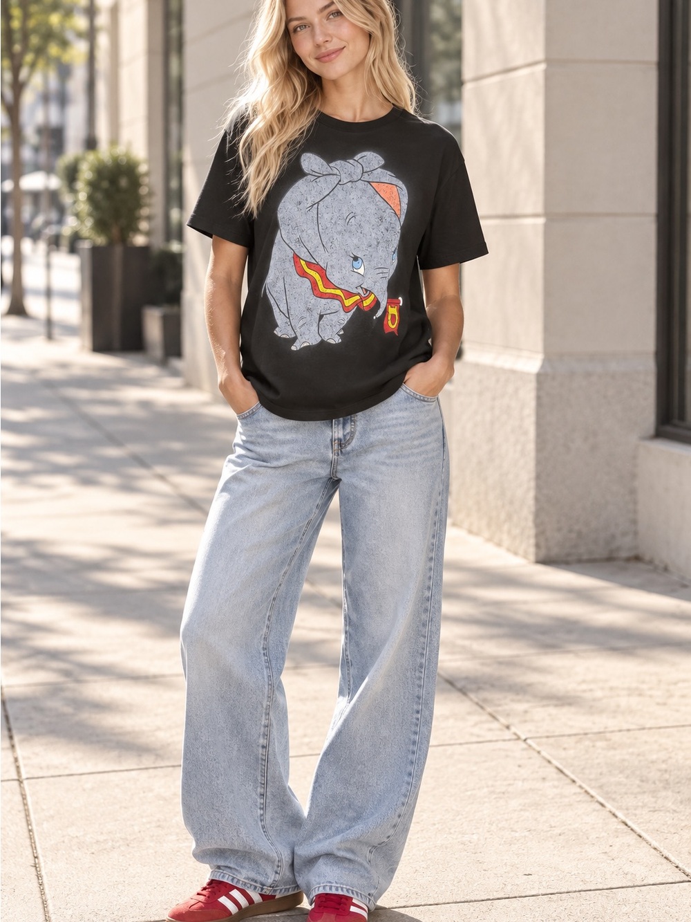 Zara Black Dumbo Graphic Tee with Colorful Accent